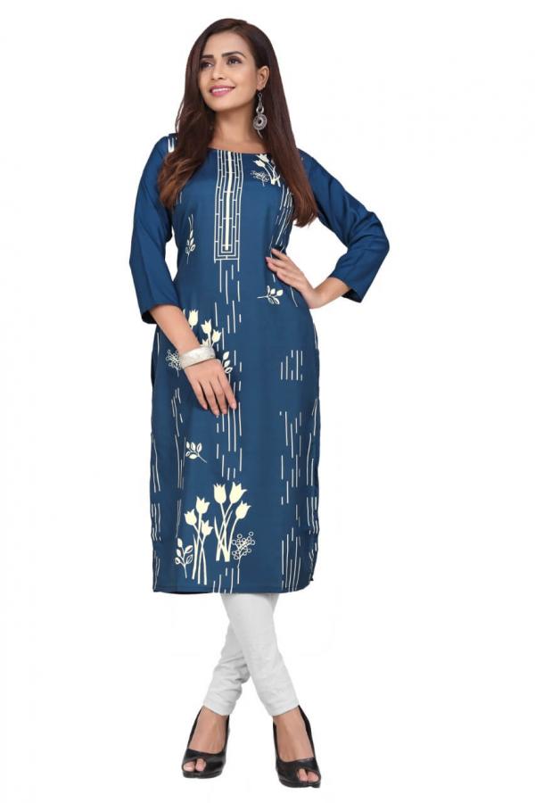 Crepe 5 Fancy Crepe Printed Kurti Catalogue